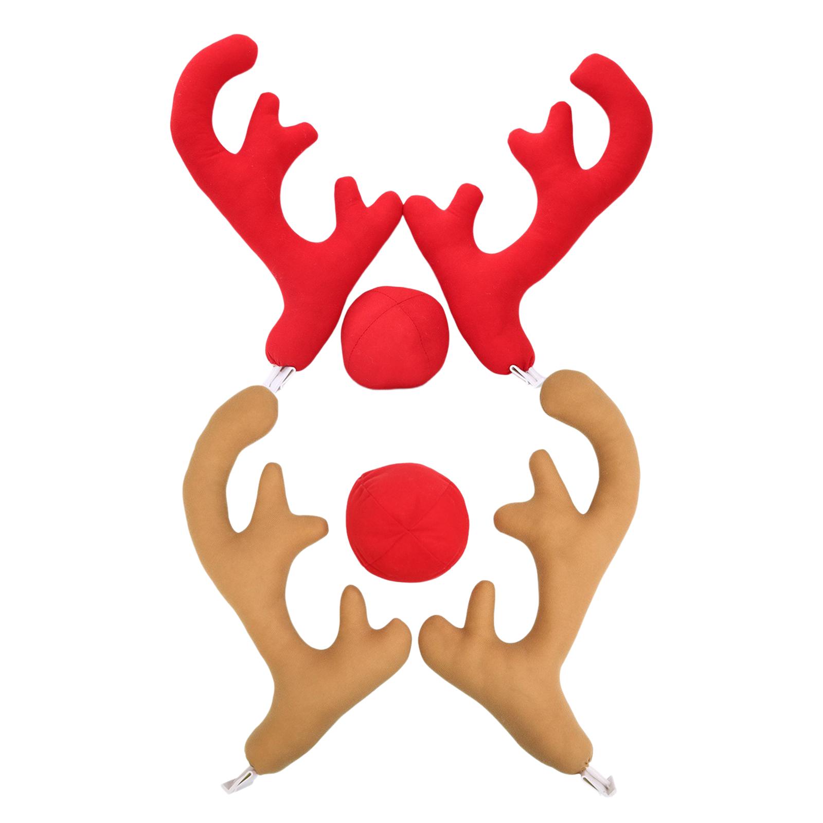 Car Accessories Xmas - Xmas Reindeer Antlers with Red Nose