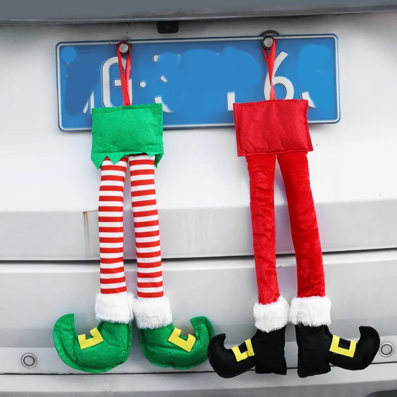 Christmas Striped Elf Leg Car  - Car Accessories Xmas ulasan dan harga
