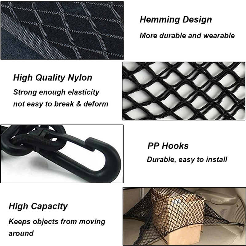 4 HooK 70x70 CM Car Trunk Net  - Car Cargo Net Trunk ulasan dan harga