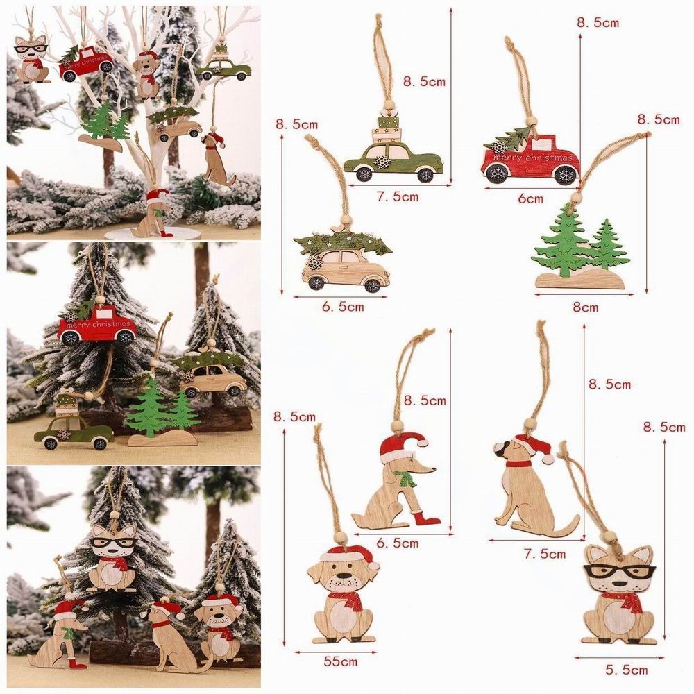8 PCS christmas pendant  woode - Car Accessories Xmas ulasan dan harga